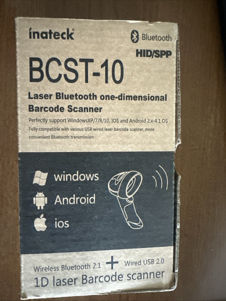 Inateck 2 in 1 Wireless Bluetooth USB Barcode Reader Scanner (BCST-10)