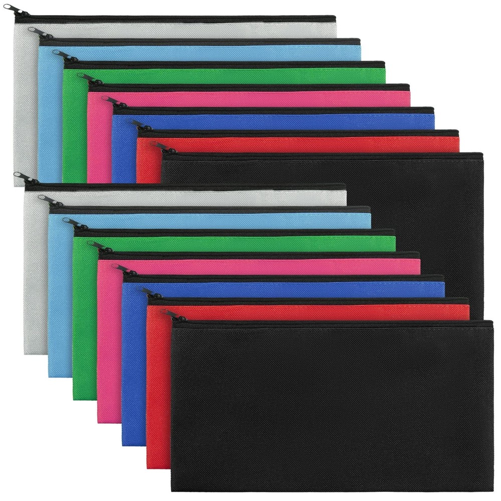 Teling 14 Pack Money Bank Bags with Zipper Security Large, Bright Color