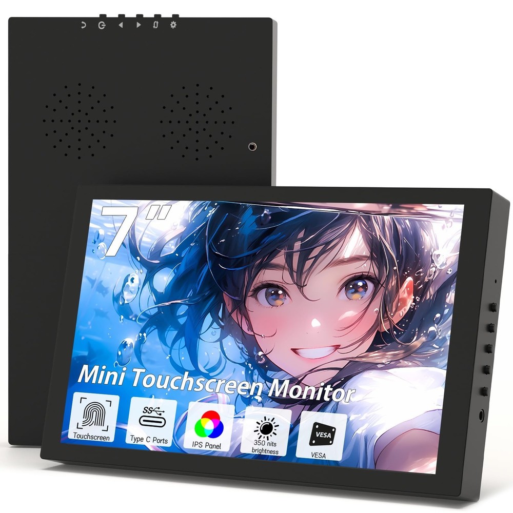 Small Monitor Touchscreen 7 Inch HD 1280×800 Type C HDMI Ports Mini Portable …