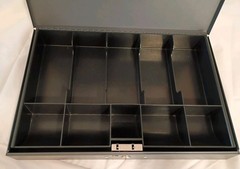 MMF INDUSTRIES HEAVY GAUGE STEEL CASH BOX & TRAY GRAY SUPER – No Lock Key