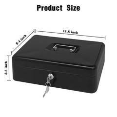 Steel Cash with Key Lock, Metal Small Money Organizer with Money Tray,Cash St…