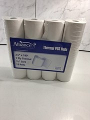 Alliance Thermal Paper Receipt Rolls 3-1/8 x 190′ Thermal POS Rolls – 12 Rolls