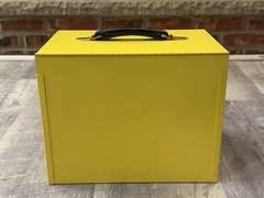 UNIQUE VINTAGE Yellow Oxford Metal Medication LOCKBOX-Antique
