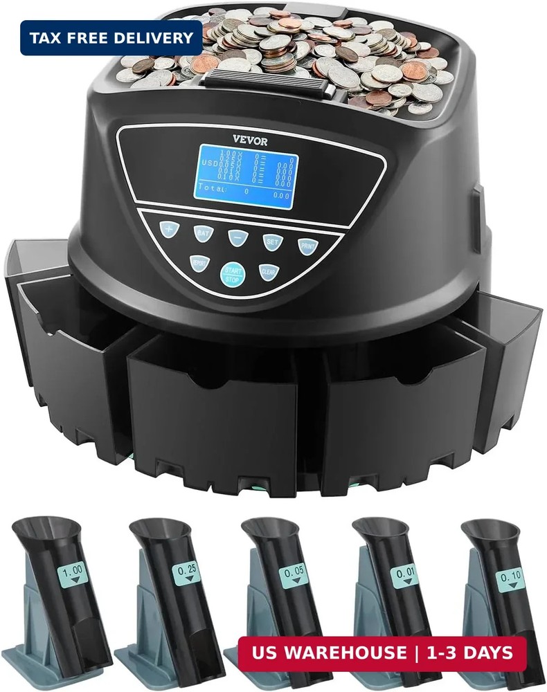 VEVOR Upgraded Coin Counter & Sorter, Coin Sorter and Wrapper Machine with Intui