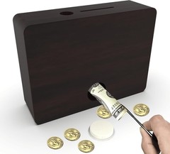 Caja de ahorros de madera Cash Vault, caja de dinero de madera 2024