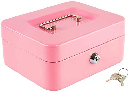Locking Steel Medium Cash Box with Removable Coin Tray and Key Lock,7.87″x 6….