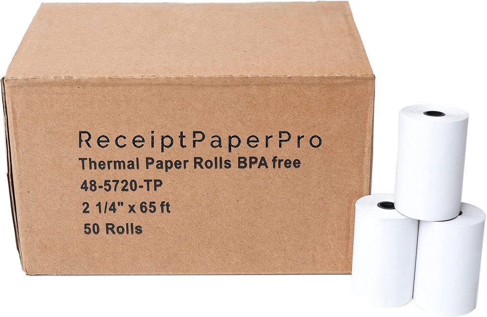 2 1/4” X 65 Ft Thermal Receipt Paper Rolls, Fits Ingenico Desk 3500 Desk 5000 Mo