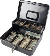 Locking Cash/Money Saving Organizer Box With Lock Safe With Key And Cash Tray