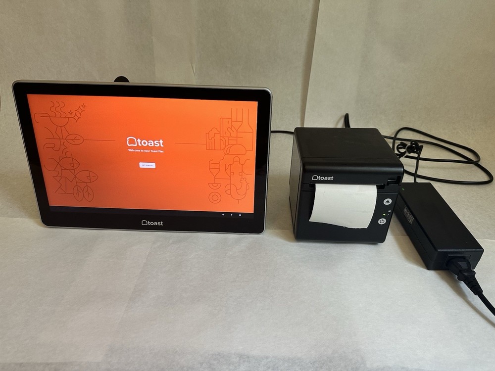 Toast Flex TT200 POS System Display w/ Power Supply And Printer FACTORY RESET