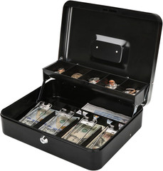 Large Cash Box with Money Tray and Lock – Safe Box for Cash Saving Key Lock Mone