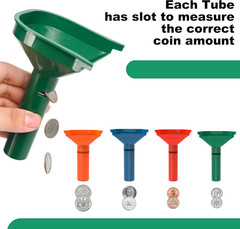 Coin Sorter Tray & Coin Sorter Tube – 4 Color Coded Coin Separator Trays and Coi