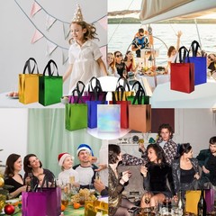 cabzymx 18 Pcs Multicolor Small Gift Bags Bulk, 8 x 3.9 x 9.8 In Glossy Non-w…