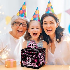 Birthday Money Box Cash 9th Surprise Explosion Gift 9 Years Pink Decor 35 PCS