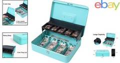 11.8 x 9.5 x 3.5 Inch Cash Box, Scratch Resistant with Secure Locking Mechanism