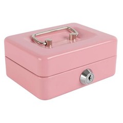 Locking Steel Mini Cash Box with Removable Coin Tray and Key Lock for Kids 4….
