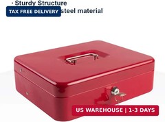 KYODOLED Locking Cash Box with Lock,Money Box with Cash Tray,Lock Safe Box with