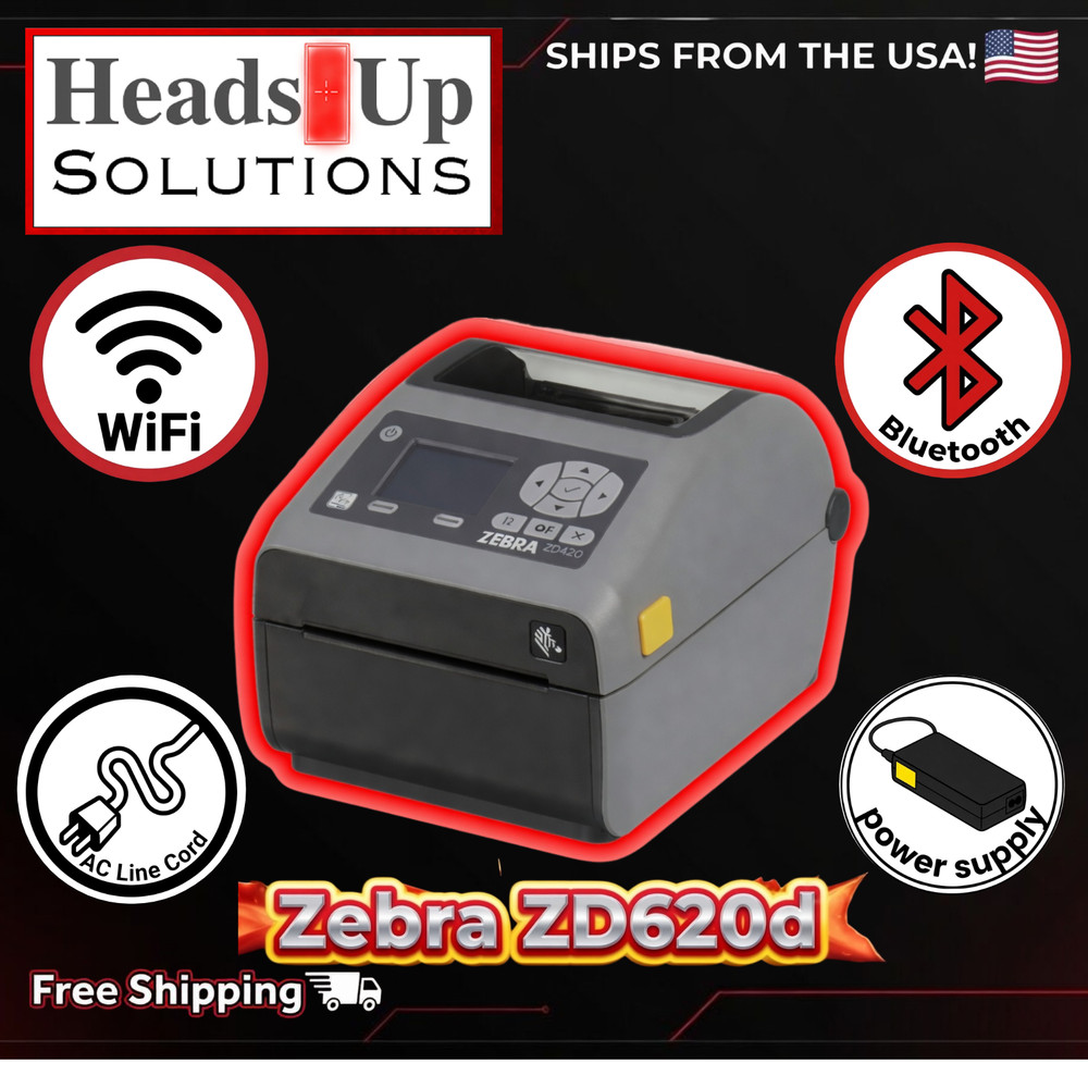 Zebra ZD620d Direct Thermal Label Printer Kit | WiFi | BT | Power Supply ⬛️🔥⚡️