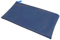 ZIPPER Cash & Coin MONEY deposit Bank BAG 11″ x 6″ Blue Vinyl Pouch Coins Tools
