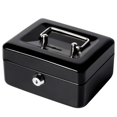 Secure Metal Cash Box for Kids – Small Lock Box with Top Slot, Black, 5.91″x4.72
