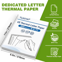 300 Sheets Thermal Printer Paper 8.5 x 11 Inch,BPA free Advanced Thermal Printin