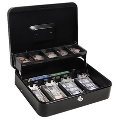 Cash Box with Money Tray and Key Lock Safe for Saving Organizer Drawer 11.8 9.5