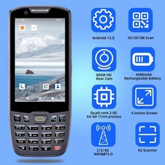 Android 13.0 2D Barcode Scanner Handheld POS Terminal Data Collector Inventory