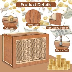 Cash Vault Wooden Savings Box Wooden Cash Saver Money Saving Box With Countdown