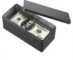 Metal Cash Box Black Money Holder Rectangular Cash Tin Box with Lid Empty Cur…