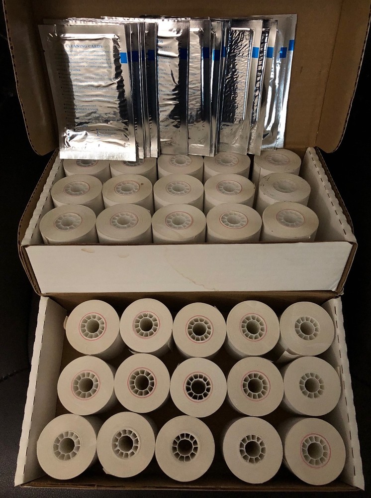2 1/4 THERMAL RECEIPT PAPER 30 ROLLS With 27 Card Reader Cleaning Cards