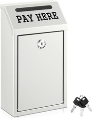Durable Metal Cash Box with Key Lock – Ideal for Self-Serve Stands, White Finish