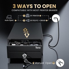 Cash Register Drawer 8″ Mini 4 Bill 6 Coin Small Cash Drawer Auto Open with M…
