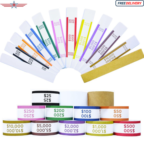 600Pcs Money Bands for Cash – Self-Adhesive Money Wrappers for Bills, Currency S