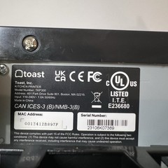 TOAST TKP300 POS Kitchen Receipt Printer Serial, Ethernet w/ AC Adapter