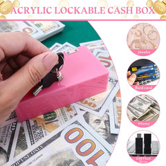Pocket Size Acrylic Cash Box for Gambler,Winners Bank with 2 Keys Storage Bag…