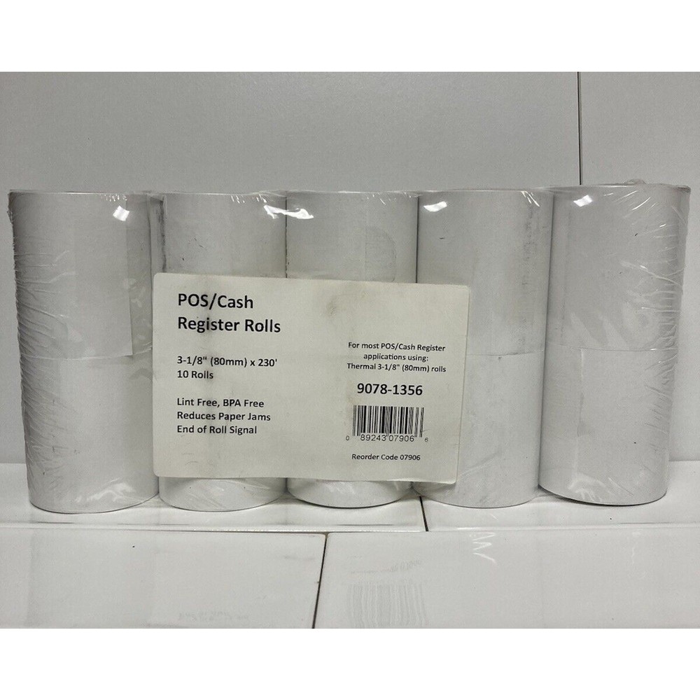 3 1/8″ x 230′ Thermal Receipt Paper 10 Rolls Cash Register POS Clover BPA Free