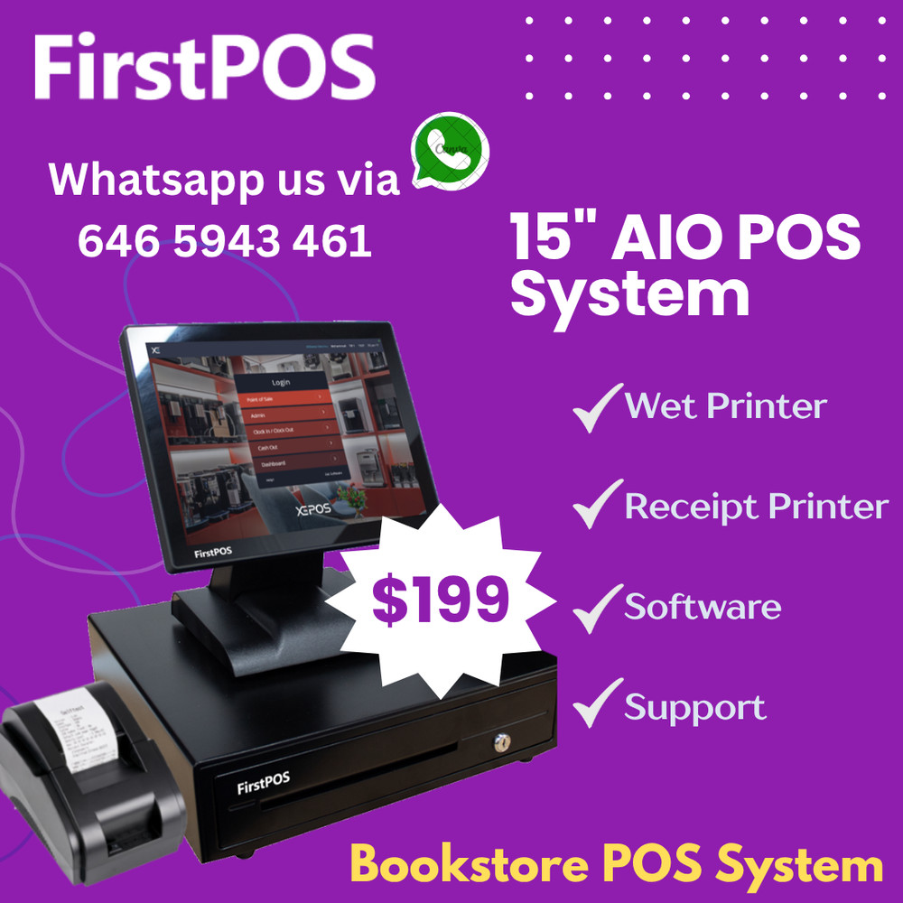 15” All in One Touchscreen Point of Sale, Cash Register, Bookstore POS System