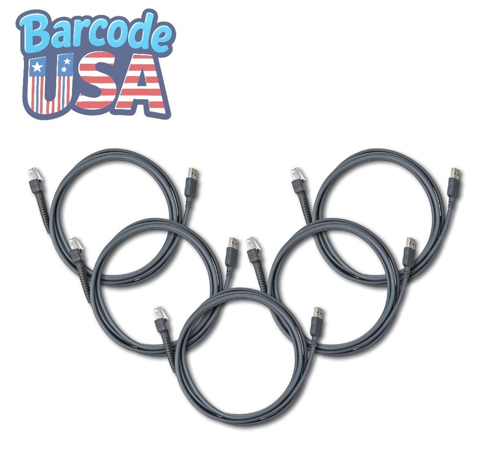 ✅5-Pack USB Cable for Symbol/Zebra LS4278 Barcode Scanners, CBA-U01-S07ZAR!🔥⭐