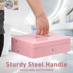 Locking Cash Box with Lock, Money Box with Cash Tray,Lock Safe Box with Key, Mon