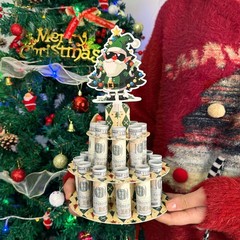 Christmas Santa Claus Money Holder Money Box Cash Cake,Money Tree for Xmas Mo…