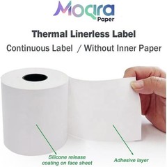 Moqra Sticky Thermal Receipt Paper Rolls 80mm x 170ft Linerless 12 Pack