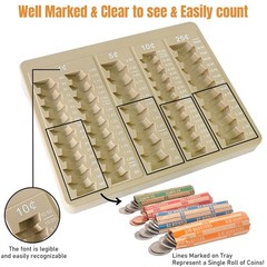 1PCS Brown Coin Counter Tray-Coin Sorter Tray with 150 Assort Coin Wrappers I…