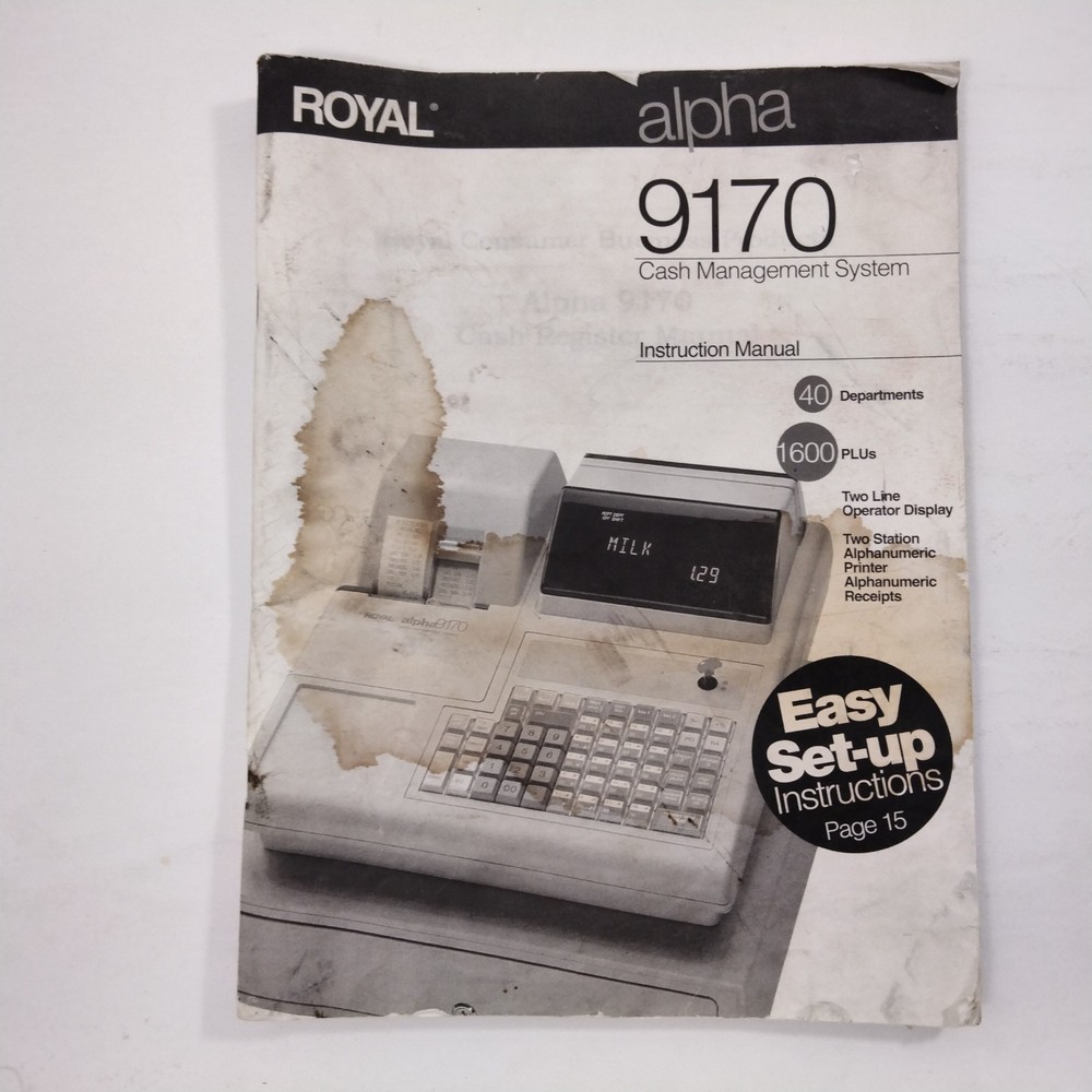 Royal Alpha 9170 Cash Management System Cash Register Instruction Manual