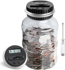 Large Coin Counting Bank with LCD Screen, 1.8L Capacity, Compatible with US