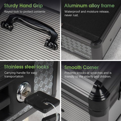 Cash Box with Lock, Money Box with Key Lock & Removable Coin Tray 8.85 * 5.3 * 1