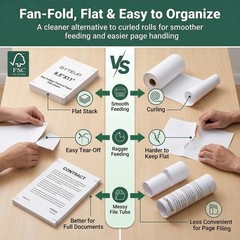 Thermal Printer Paper 8.5″ x 11″ US Letter, 200 Sheets Fan-Fold – Inkless