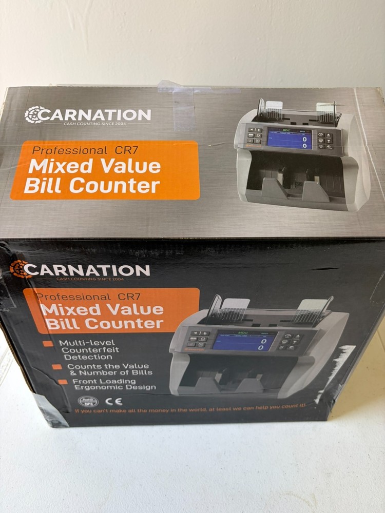 Carnation CR7 Mixed Value Bill Counter Tested Power supply and box