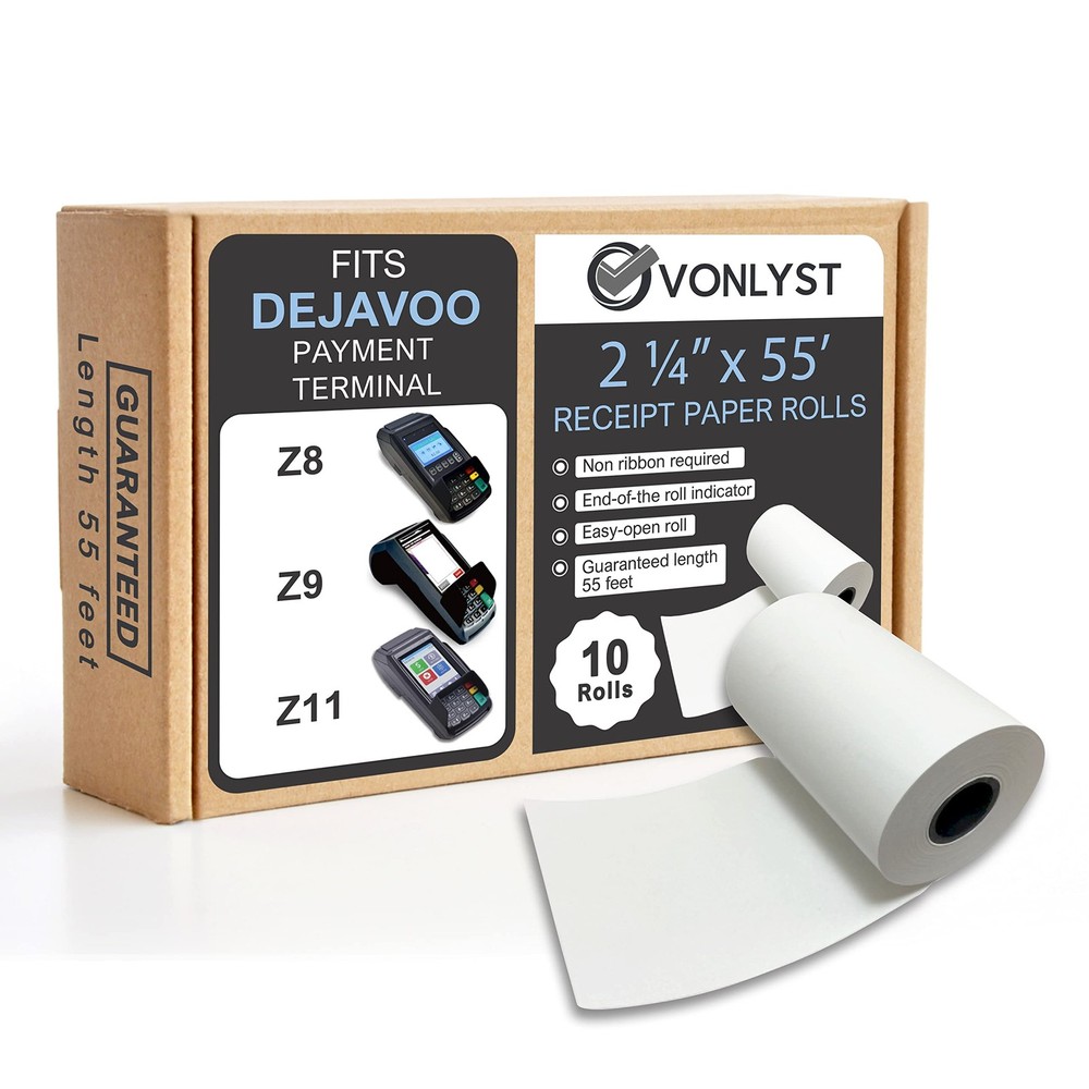 10 Rolls Credit Card Machine Thermal Paper for Dejavoo Z8 Z9 Z11 Terminals