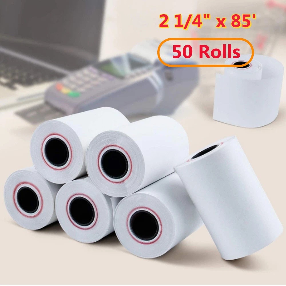 Thermal Receipt Paper 2 1/4 x 85 Fade Resistant BPA Free Water Oil Proof 50 Roll