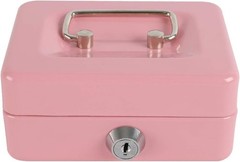 Mini Locking Cash Box for Kids – Durable Steel with Key Lock, Pink, 4.92″