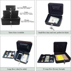 Secure Your Valuables: Small Locking Cash Box, Black Alloy Steel Design